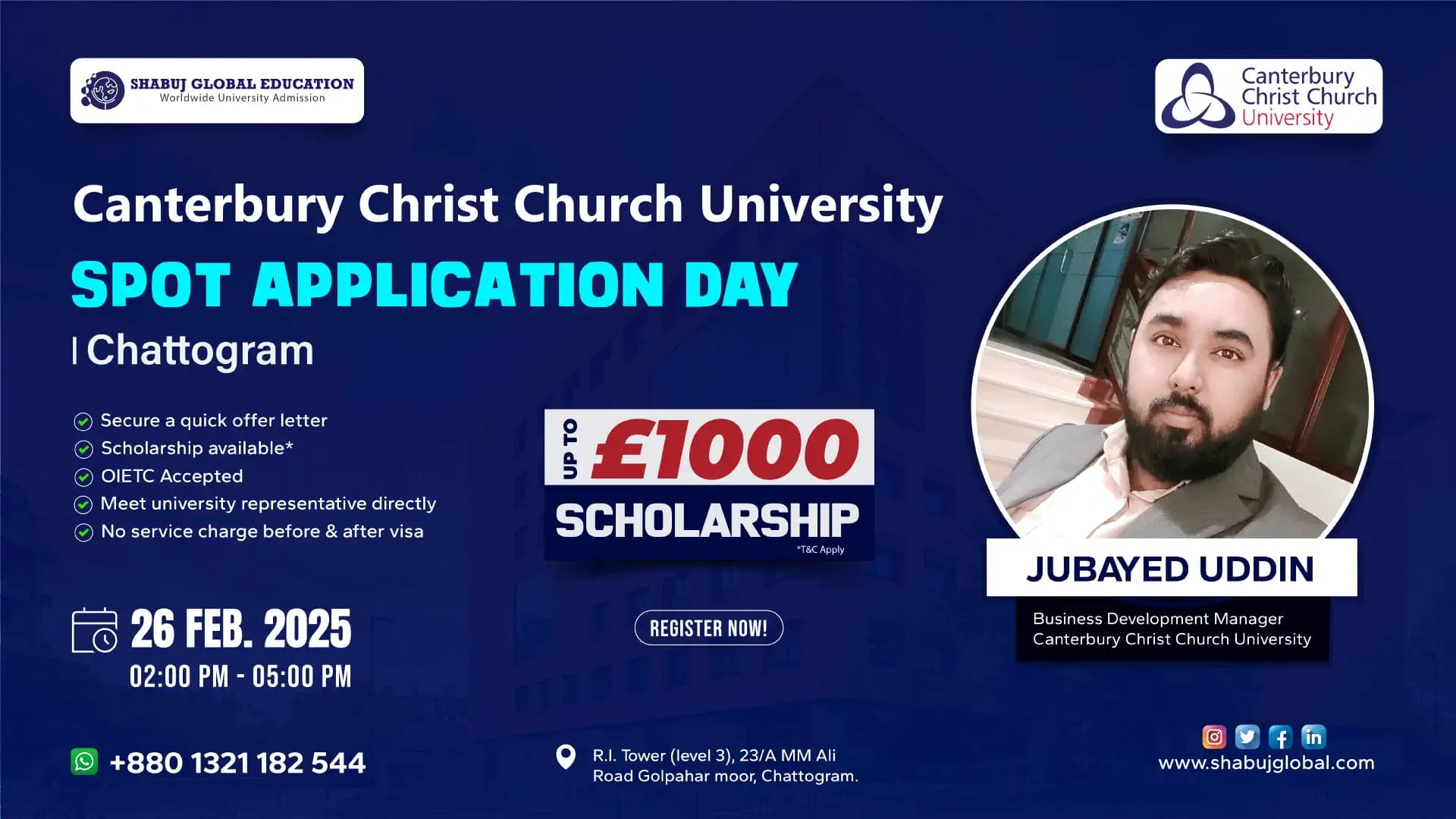 Canterbury Christ Church University Spot Application Day - Chattogram