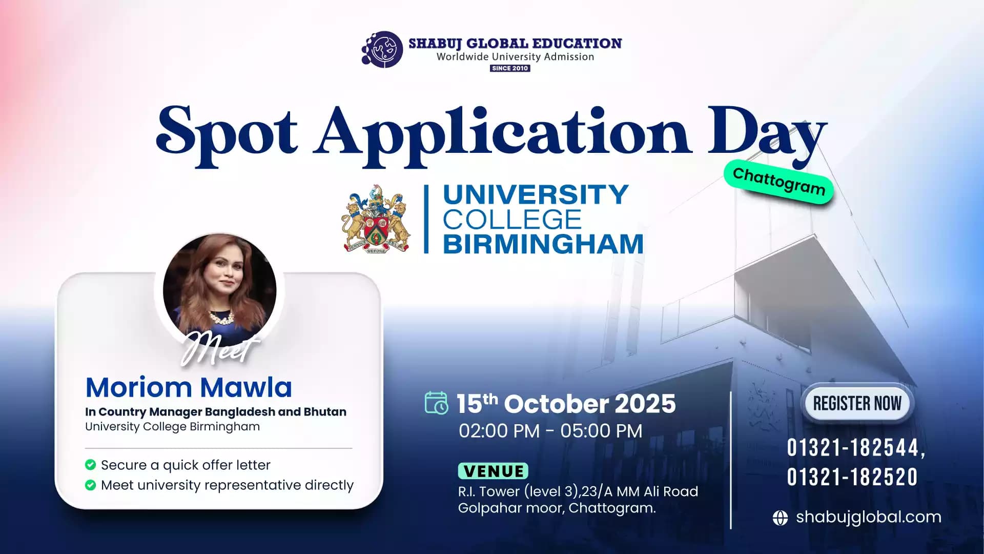 Spot Application Day – University College Birmingham | Chattogram 2025