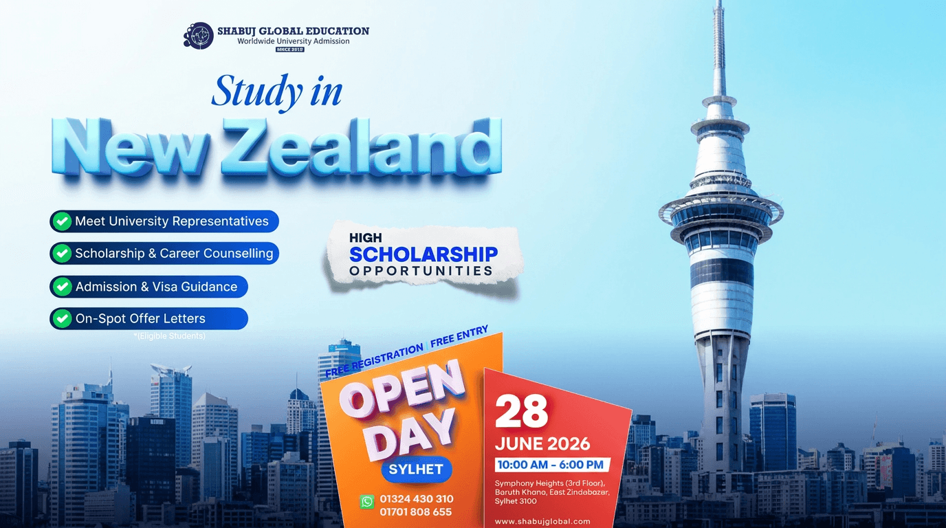 Study in New Zealand Open Day 2026 – Sylhet | Scholarships & Admissions